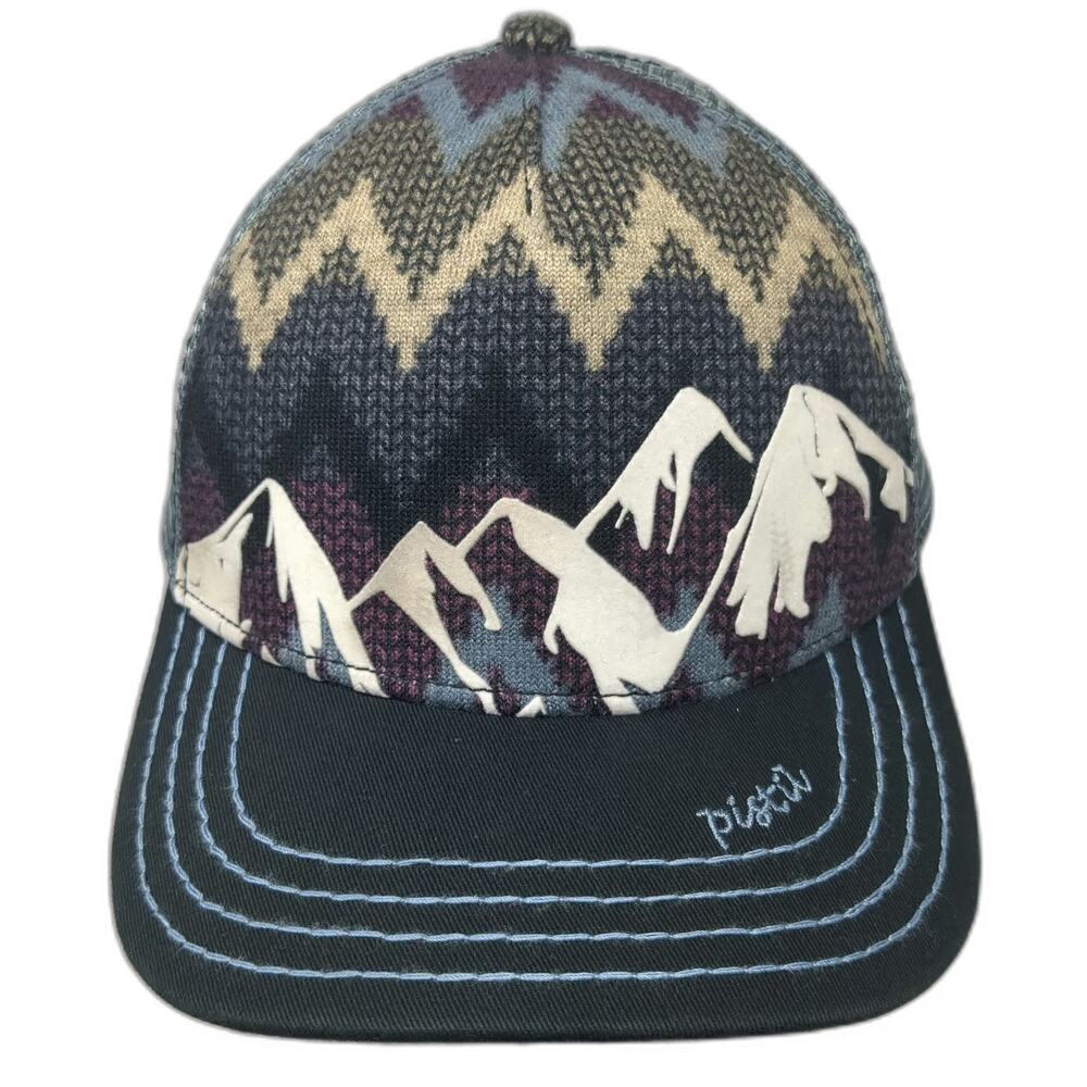 Pistil Trucker Hat Blue One Size Mountain Graphic Knit Mesh Snapback Outdoor